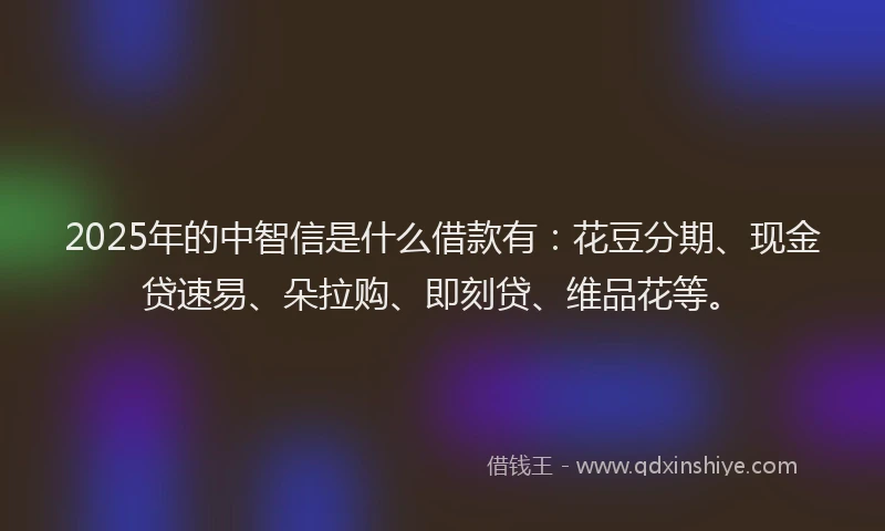 2025年的中智信是什么借款有：花豆分期、现金贷速易、朵拉购、即刻贷、维品花等。