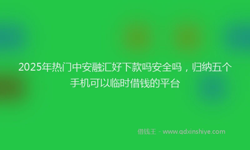 2025年热门中安融汇好下款吗安全吗，归纳五个手机可以临时借钱的平台