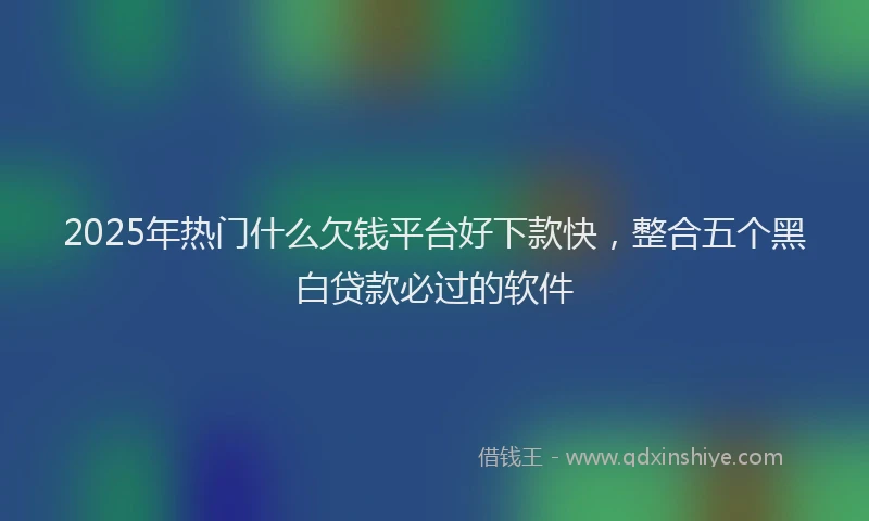 2025年热门什么欠钱平台好下款快，整合五个黑白贷款必过的软件