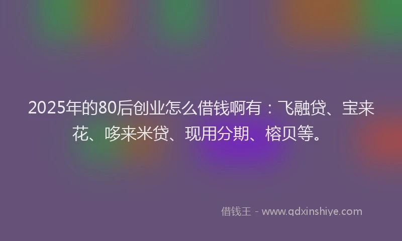2025年的80后创业怎么借钱啊有：飞融贷、宝来花、哆来米贷、现用分期、榕贝等。