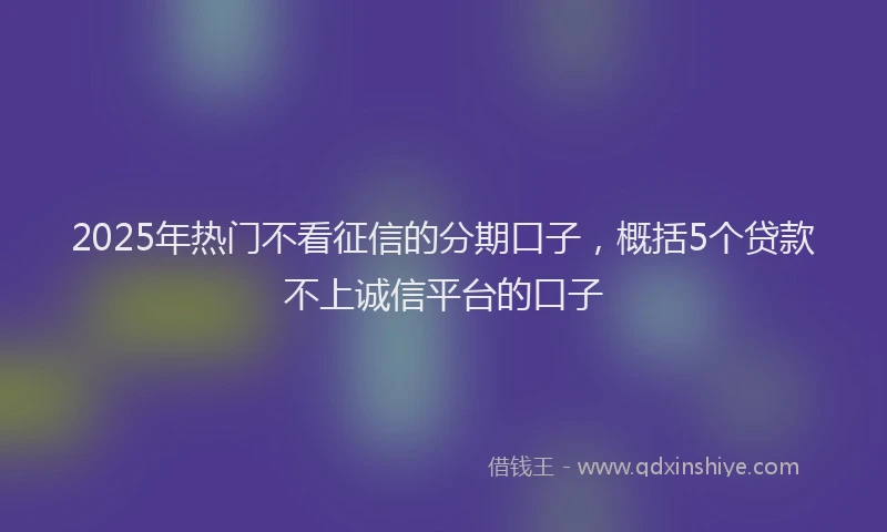 2025年热门不看征信的分期口子，概括5个贷款不上诚信平台的口子