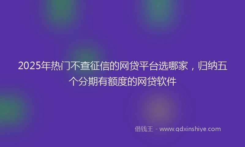 2025年热门不查征信的网贷平台选哪家，归纳五个分期有额度的网贷软件