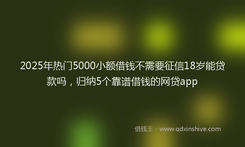 2025年热门5000小额借钱不需要征信18岁能贷款吗，归纳5个靠谱借钱的网贷app