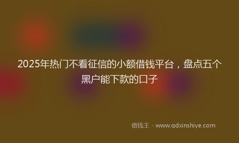2025年热门不看征信的小额借钱平台，盘点五个黑户能下款的口子