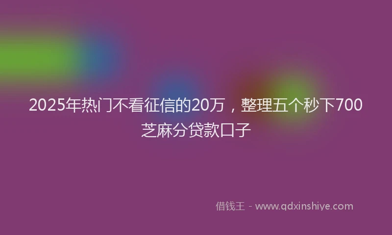 2025年热门不看征信的20万，整理五个秒下700芝麻分贷款口子