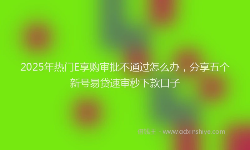 2025年热门E享购审批不通过怎么办，分享五个新号易贷速审秒下款口子