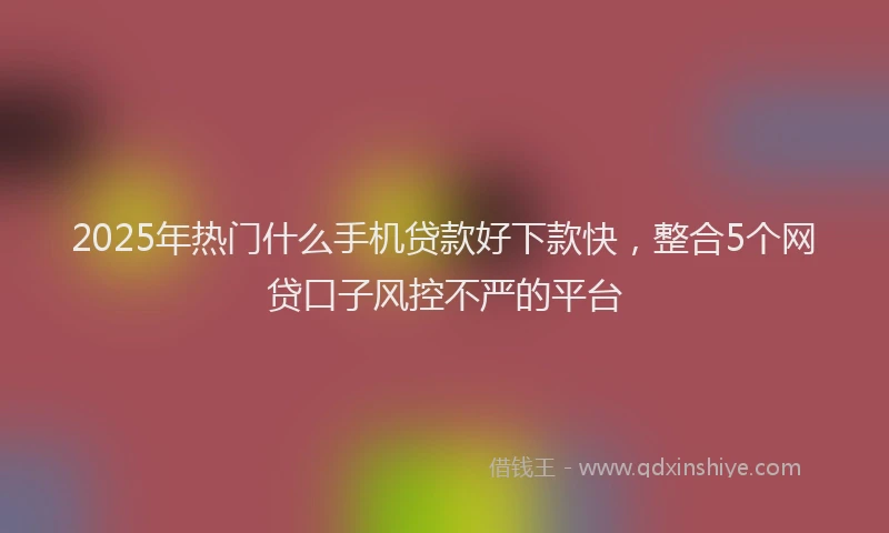 2025年热门什么手机贷款好下款快，整合5个网贷口子风控不严的平台