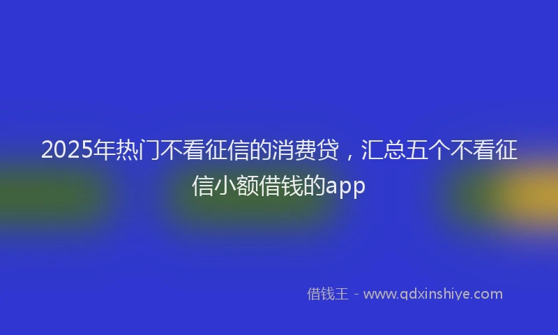 2025年热门不看征信的消费贷，汇总五个不看征信小额借钱的app