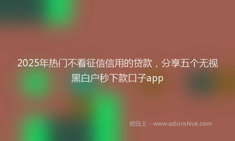 2025年热门不看征信信用的贷款，分享五个无视黑白户秒下款口子app