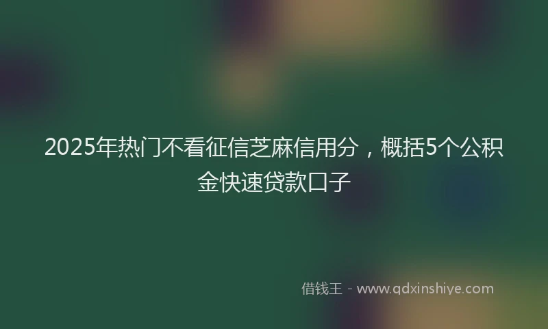 2025年热门不看征信芝麻信用分，概括5个公积金快速贷款口子