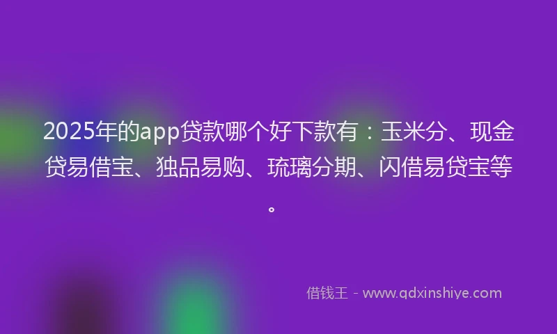 2025年的app贷款哪个好下款有：玉米分、现金贷易借宝、独品易购、琉璃分期、闪借易贷宝等。