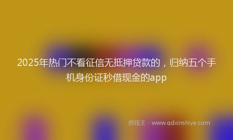 2025年热门不看征信无抵押贷款的，归纳五个手机身份证秒借现金的app
