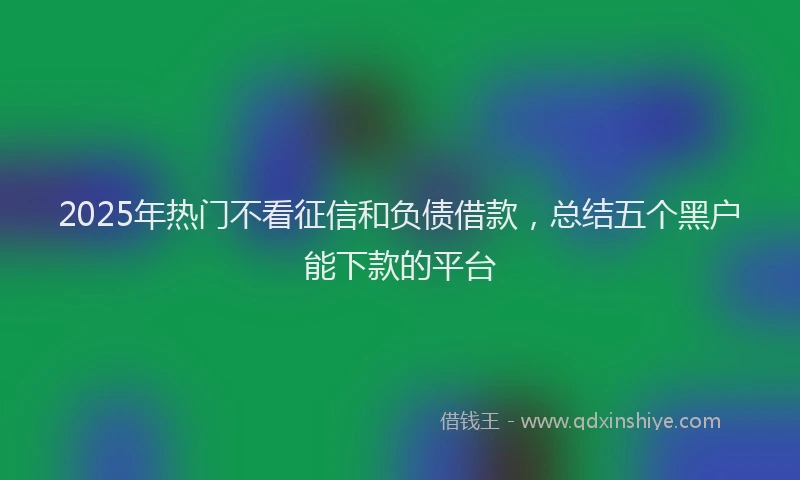 2025年热门不看征信和负债借款，总结五个黑户能下款的平台