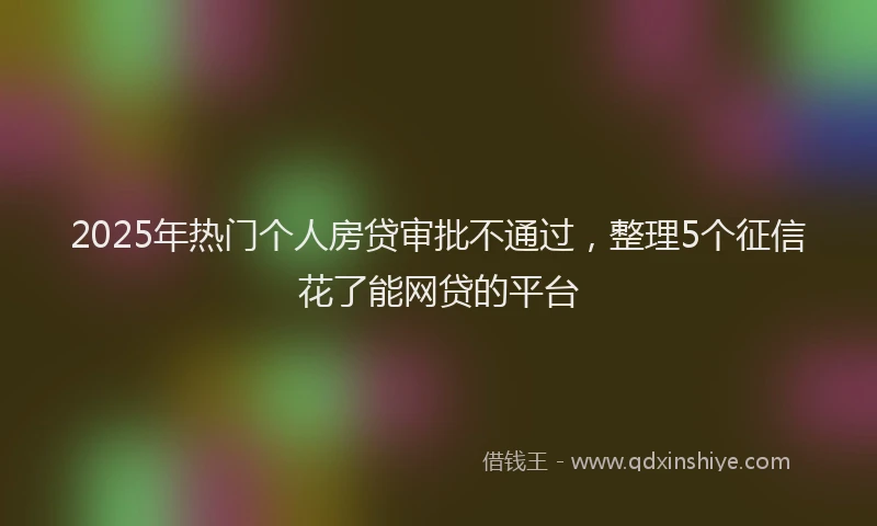 2025年热门个人房贷审批不通过，整理5个征信花了能网贷的平台