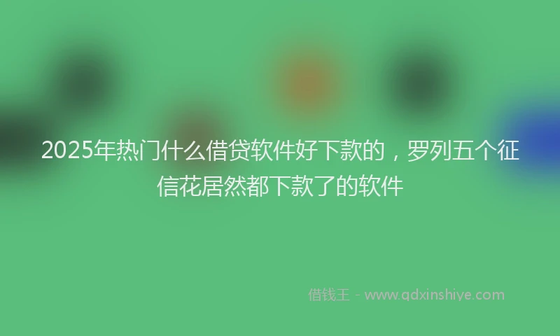 2025年热门什么借贷软件好下款的，罗列五个征信花居然都下款了的软件