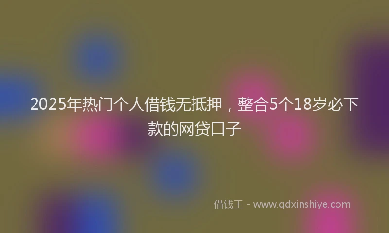 2025年热门个人借钱无抵押，整合5个18岁必下款的网贷口子