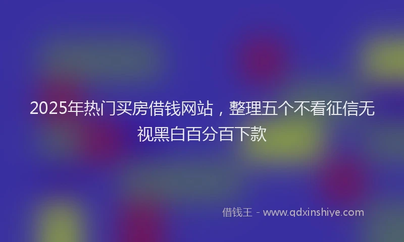 2025年热门买房借钱网站，整理五个不看征信无视黑白百分百下款