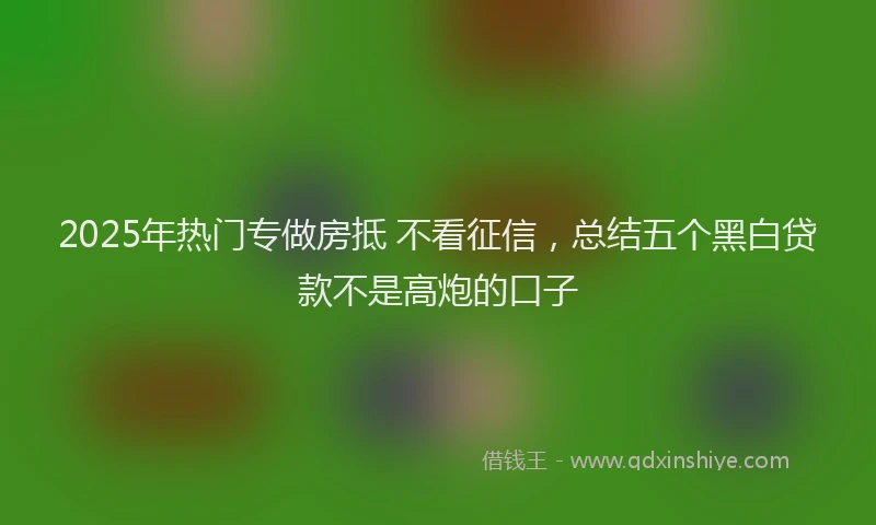 2025年热门专做房抵 不看征信，总结五个黑白贷款不是高炮的口子