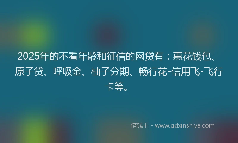 2025年的不看年龄和征信的网贷有：惠花钱包、原子贷、呼吸金、柚子分期、畅行花-信用飞-飞行卡等。