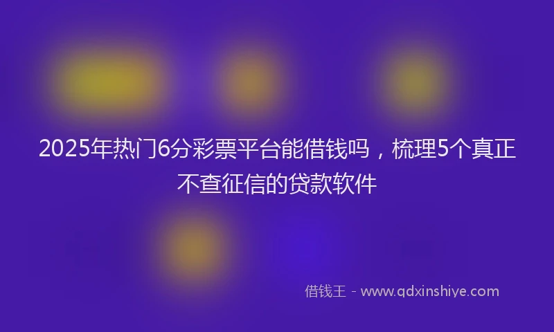 2025年热门6分彩票平台能借钱吗，梳理5个真正不查征信的贷款软件
