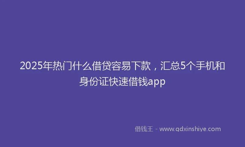 2025年热门什么借贷容易下款，汇总5个手机和身份证快速借钱app