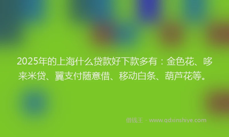 2025年的上海什么贷款好下款多有：金色花、哆来米贷、翼支付随意借、移动白条、葫芦花等。