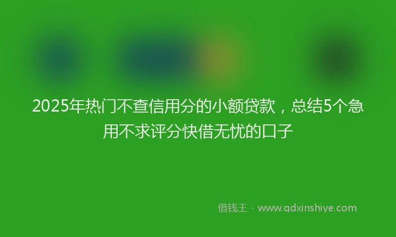 2025年热门不查信用分的小额贷款，总结5个急用不求评分快借无忧的口子