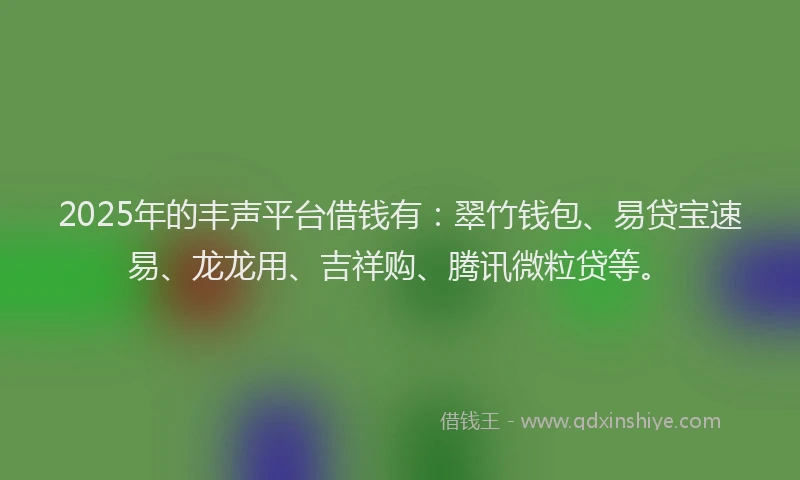 2025年的丰声平台借钱有：翠竹钱包、易贷宝速易、龙龙用、吉祥购、腾讯微粒贷等。