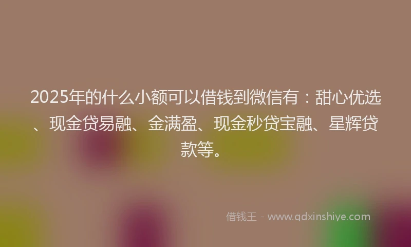2025年的什么小额可以借钱到微信有：甜心优选、现金贷易融、金满盈、现金秒贷宝融、星辉贷款等。