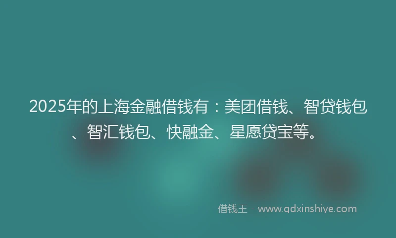 2025年的上海金融借钱有：美团借钱、智贷钱包、智汇钱包、快融金、星愿贷宝等。