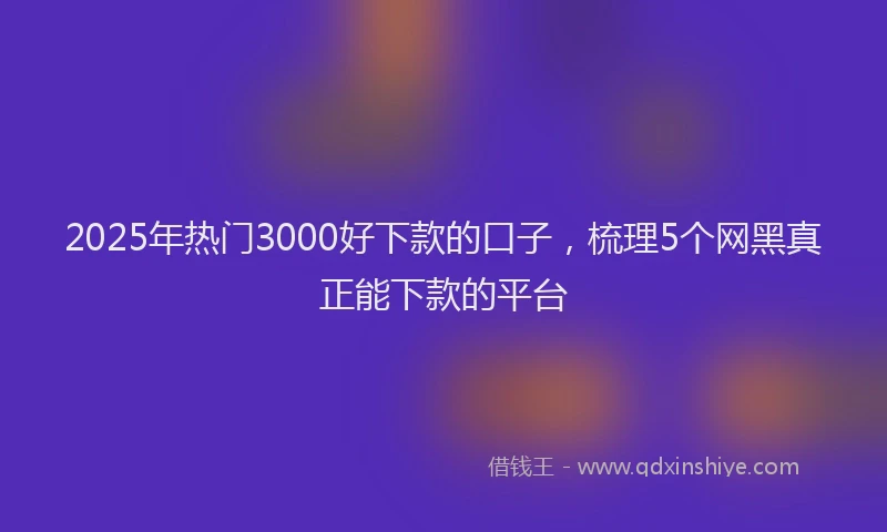 2025年热门3000好下款的口子，梳理5个网黑真正能下款的平台