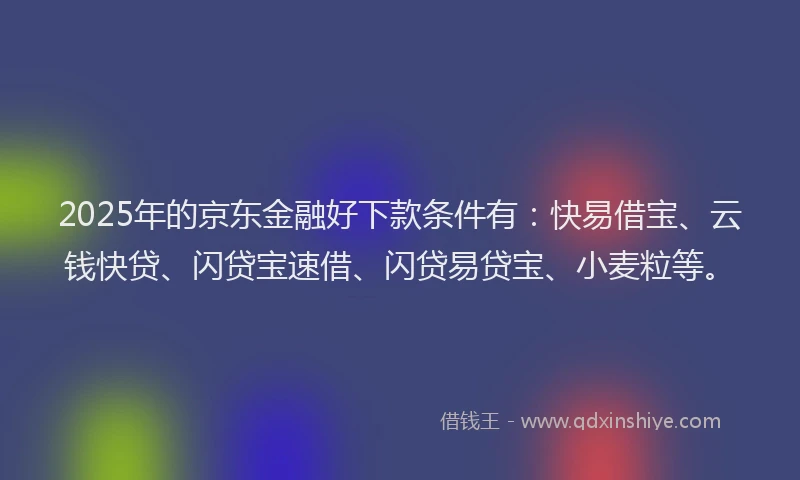2025年的京东金融好下款条件有：快易借宝、云钱快贷、闪贷宝速借、闪贷易贷宝、小麦粒等。