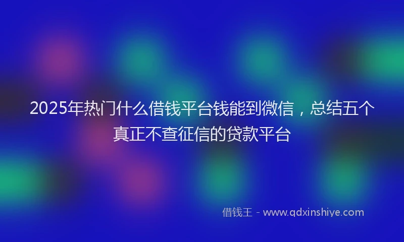 2025年热门什么借钱平台钱能到微信，总结五个真正不查征信的贷款平台