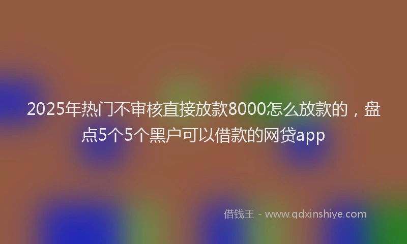 2025年热门不审核直接放款8000怎么放款的，盘点5个5个黑户可以借款的网贷app