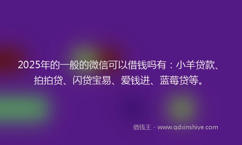 2025年的一般的微信可以借钱吗有：小羊贷款、拍拍贷、闪贷宝易、爱钱进、蓝莓贷等。