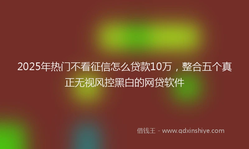 2025年热门不看征信怎么贷款10万，整合五个真正无视风控黑白的网贷软件