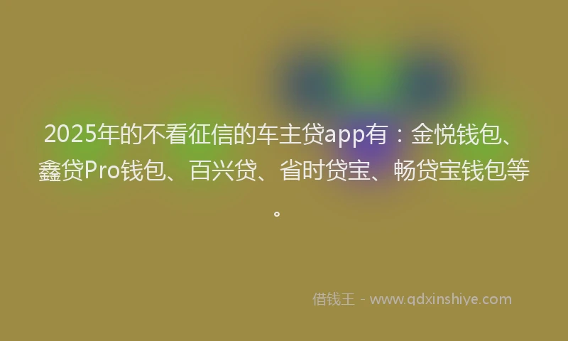 2025年的不看征信的车主贷app有：金悦钱包、鑫贷Pro钱包、百兴贷、省时贷宝、畅贷宝钱包等。