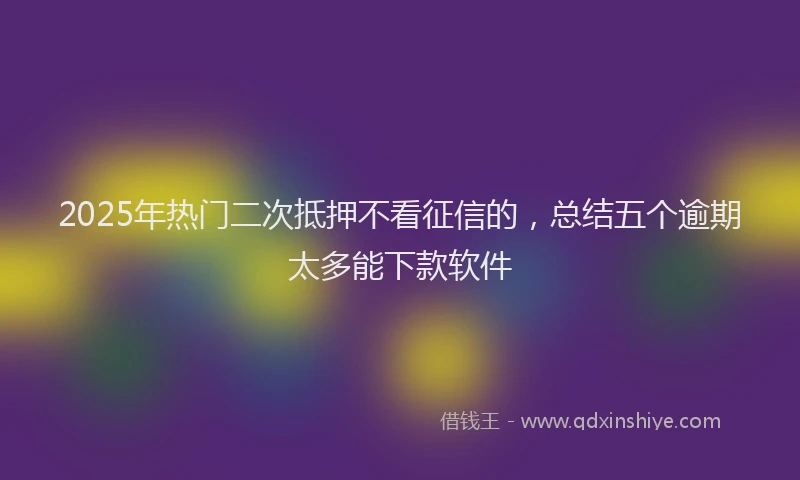 2025年热门二次抵押不看征信的，总结五个逾期太多能下款软件