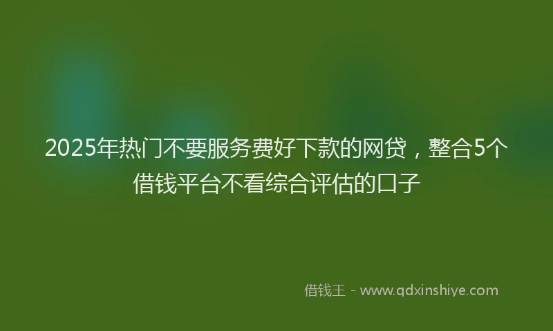 2025年热门不要服务费好下款的网贷，整合5个借钱平台不看综合评估的口子