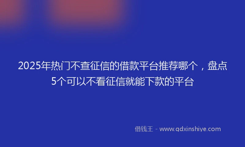 2025年热门不查征信的借款平台推荐哪个，盘点5个可以不看征信就能下款的平台