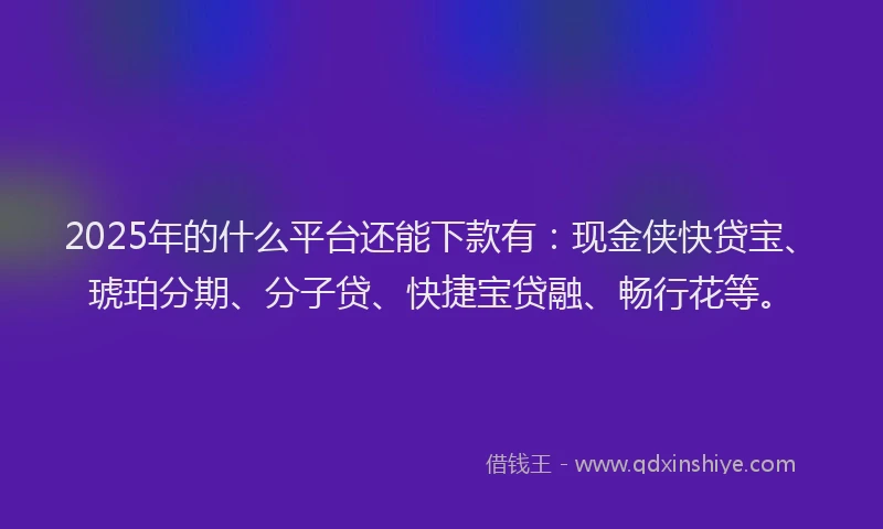 2025年的什么平台还能下款有：现金侠快贷宝、琥珀分期、分子贷、快捷宝贷融、畅行花等。