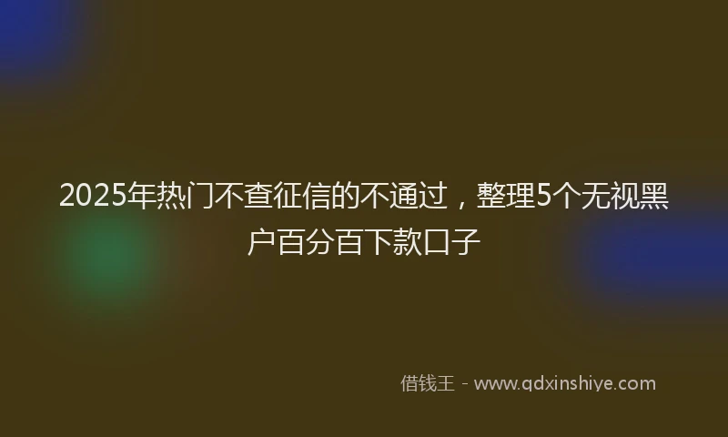 2025年热门不查征信的不通过，整理5个无视黑户百分百下款口子
