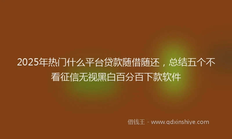 2025年热门什么平台贷款随借随还，总结五个不看征信无视黑白百分百下款软件