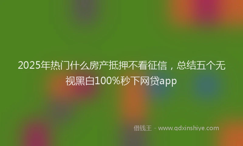 2025年热门什么房产抵押不看征信，总结五个无视黑白100%秒下网贷app