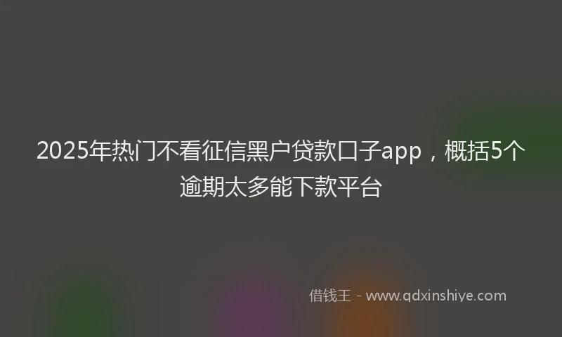 2025年热门不看征信黑户贷款口子app，概括5个逾期太多能下款平台
