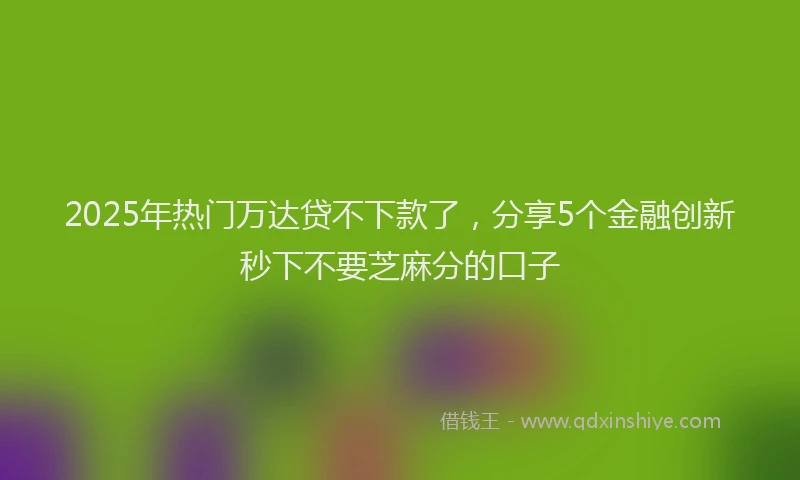 2025年热门万达贷不下款了，分享5个金融创新秒下不要芝麻分的口子