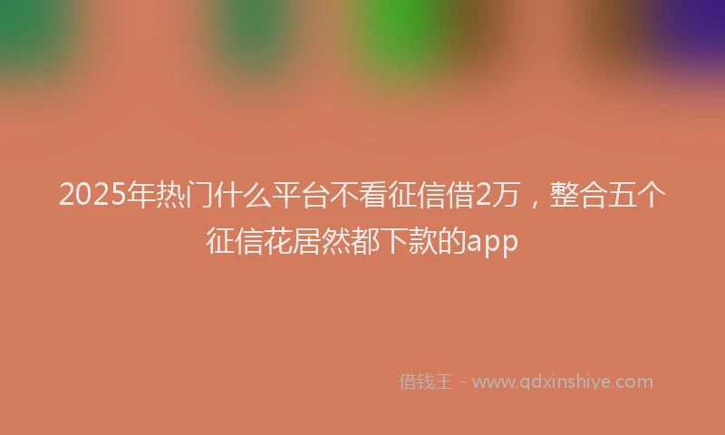 2025年热门什么平台不看征信借2万，整合五个征信花居然都下款的app