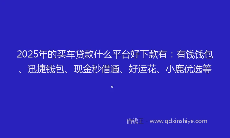 2025年的买车贷款什么平台好下款有：有钱钱包、迅捷钱包、现金秒借通、好运花、小鹿优选等。