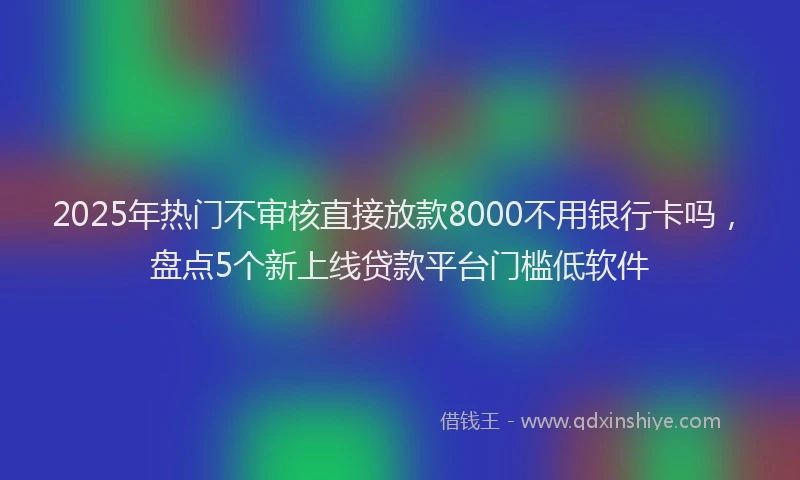 2025年热门不审核直接放款8000不用银行卡吗，盘点5个新上线贷款平台门槛低软件