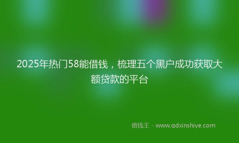 2025年热门58能借钱，梳理五个黑户成功获取大额贷款的平台